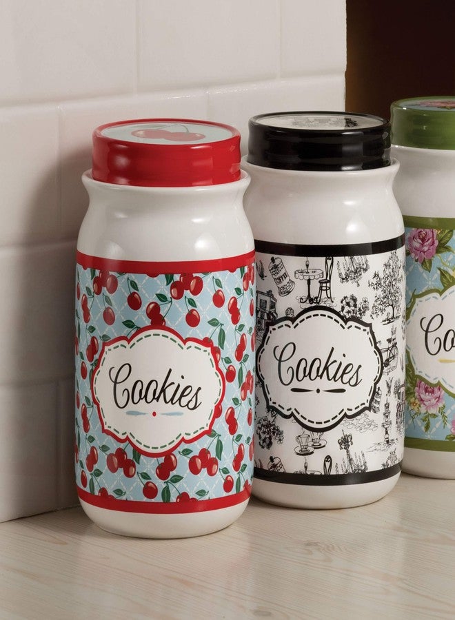 شركة بافيليون جيفت برطمان بسكويت سيراميك من شركة بافيليون جيفت، تصميم "أنت وأنا" من جيسي ستيل، 9 بوصات، بنقشة الكرز - Image 3