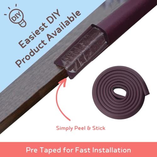 BabySafeHouse Child Proofing Pre-Taped Edge Guard Strip (6.5ft- Pack of 1) for Sharp Edges of Furniture & Corners (Brown Color) - Image 2