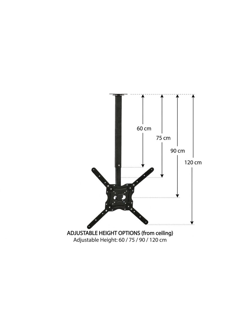 Vontech VT-13955 Ceiling TV Mount, 39 To 55 Inch LCD And LED Compatible, 360 Degree Rotation, 25 Degree Tilt, VESA 150 x 150 200 x 100 200 x 200, 25 kg Load (Black) - Image 5