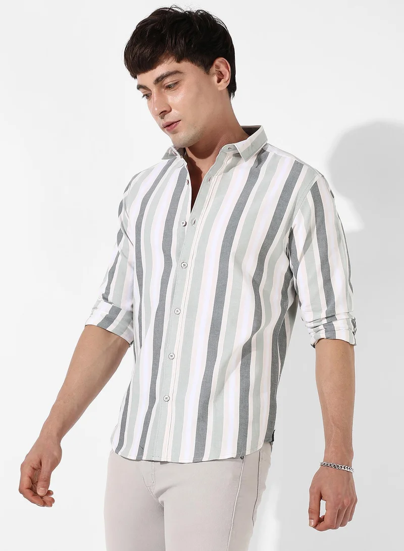 كامبوس سوترا قميص رجالي بأزرار مخطط متعدد المسارات