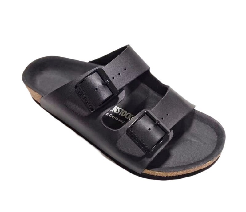 BIRKENSTOCK Unisex Double Buckle Cork Sole Open Toe Flat Slide Sandals for Beach and Casual Wear - Image 1