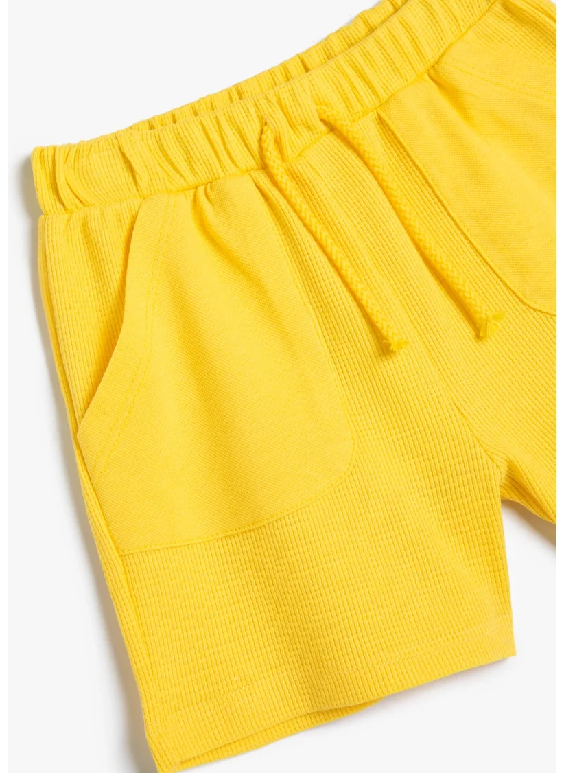 كوتون Basic Shorts Elastic Waist Pocket Detailed Textured Cotton