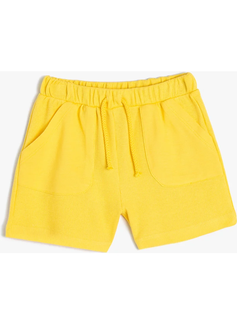 كوتون Basic Shorts Elastic Waist Pocket Detailed Textured Cotton