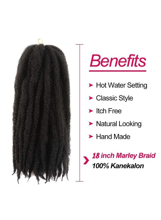 ROKTRESS - Marley Twist Braiding Hair 18 Inch 6 Packs Marley Hair Afro Marley Twist Hair Marley Hair For Faux Locs, Spring Twist Hair, Butterfly Locs Synthetic Marley Braiding Hair (18inch, 1B) - Image 1