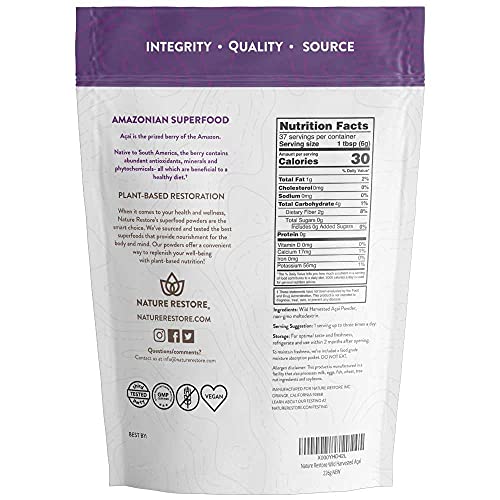 Nature Restore Wild Harvested Acai Berry Powder, 8 Ounces, Non GMO, Gluten Free, Brazilian Wild Grown - Image 2