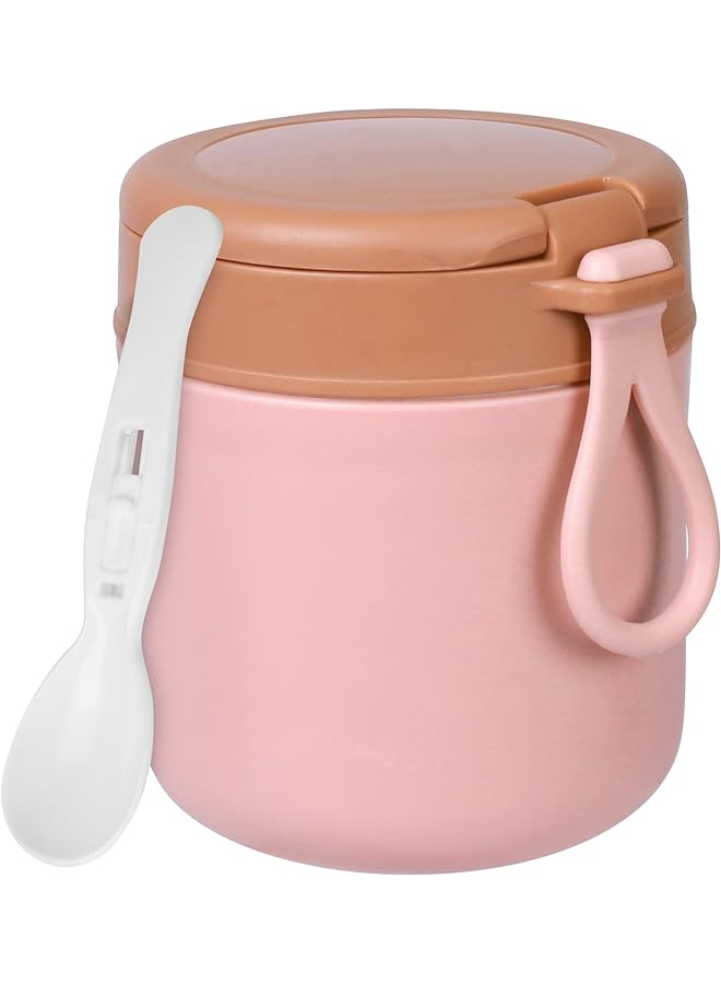 Zaboon With Foldable Spoon Stainless Steel Vacuum Insulated Kids Food Jar Leak Proof Portable Insulated Food Container 15.2 Oz  430Ml (Pink) - Image 1