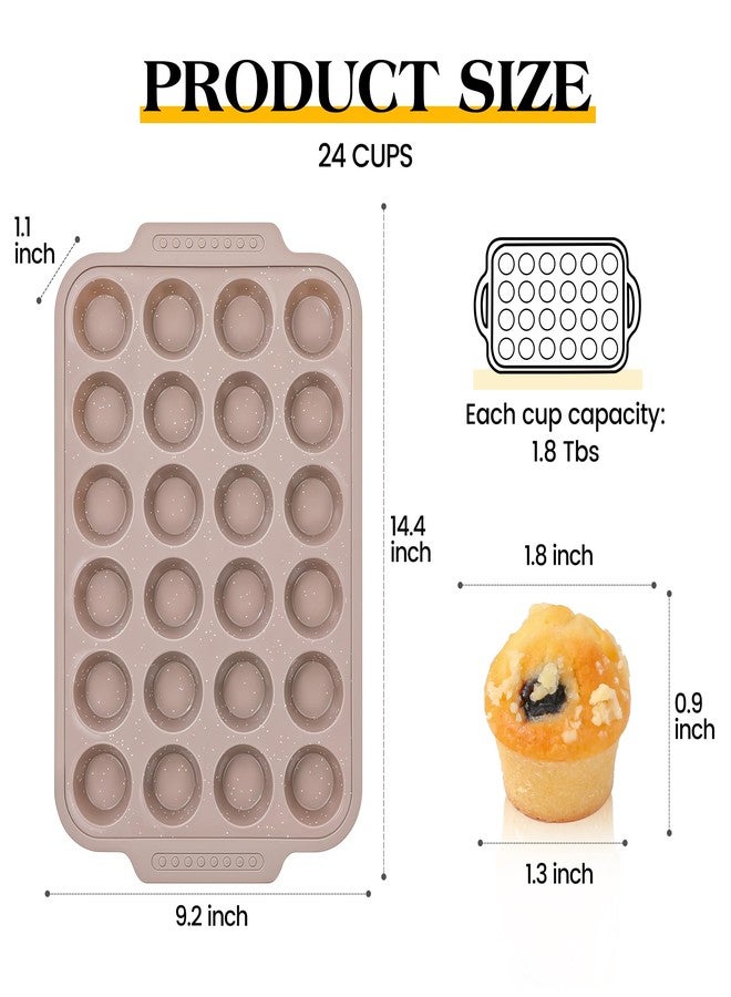 AOTASO 2 Pcs Silicone Muffin Pans for Baking with Metal Reinforced Frame, Nonstick Cupcake Tray for Oven, 24 Cups Mini Size Silicone Molds for Egg Bites, Dishwasher Safe (Brown, Cream) - Image 4