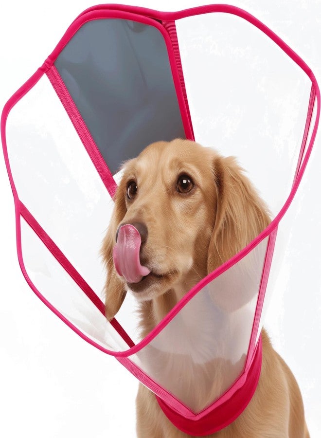 T'CHAQUE Comfy Dog Cone Collar for Dogs to Stop Licking, Soft Transparent E Collar for Small Dogs After Surgery, Extra-Long Recovery Cones, Durable & Easy-Clean Pet Neck Collars, Lightweight Cone(Rosered, S) - Image 1
