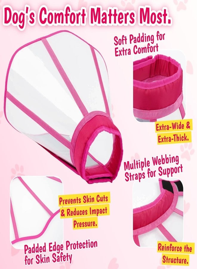 T'CHAQUE Comfy Dog Cone Collar for Dogs to Stop Licking, Soft Transparent E Collar for Small Dogs After Surgery, Extra-Long Recovery Cones, Durable & Easy-Clean Pet Neck Collars, Lightweight Cone(Rosered, S) - Image 4
