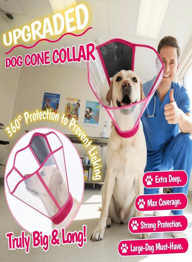 T'CHAQUE Comfy Dog Cone Collar for Dogs to Stop Licking, Soft Transparent E Collar for Small Dogs After Surgery, Extra-Long Recovery Cones, Durable & Easy-Clean Pet Neck Collars, Lightweight Cone(Rosered, S) - Image 2