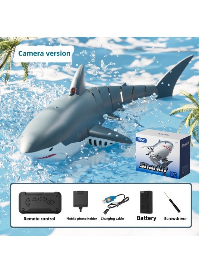 Generic - Remote Control Shark Boat Camera Bionic Electric Water Jet Megalodon Simulation Rocking Fish Children's Summer Toys-Color:S6 Remote Control Shark + Camera Version - Water Spray With Light [english Sealed Color Box]-Specifications:Three Sets Of Batteries - Image 1