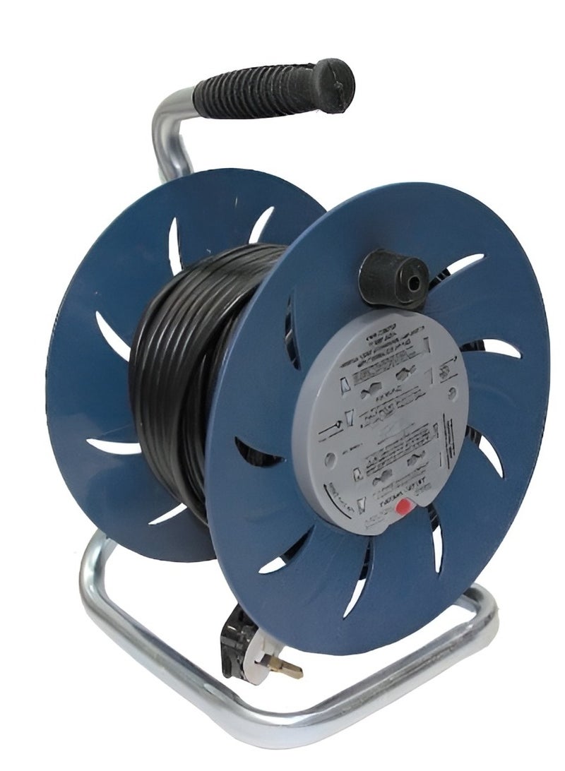 Portable Cable Reel 25m - Heavy-Duty Extension Cord Reel with 4 Sockets, Overload Protection, Ergonomic Handle, Durable and Lightweight for Indoor & Outdoor Use 2500W