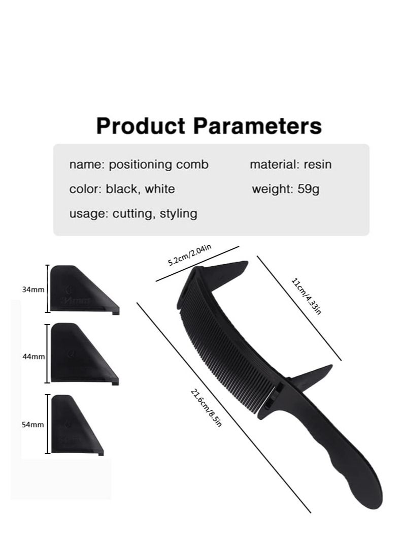 Y&D Salon Professional Positioning Comb Barber Hair Cutting Comb, Curved Suitable for At Home, Salon, or Use, Clipper Cuts and Flattops (Black) - Image 2