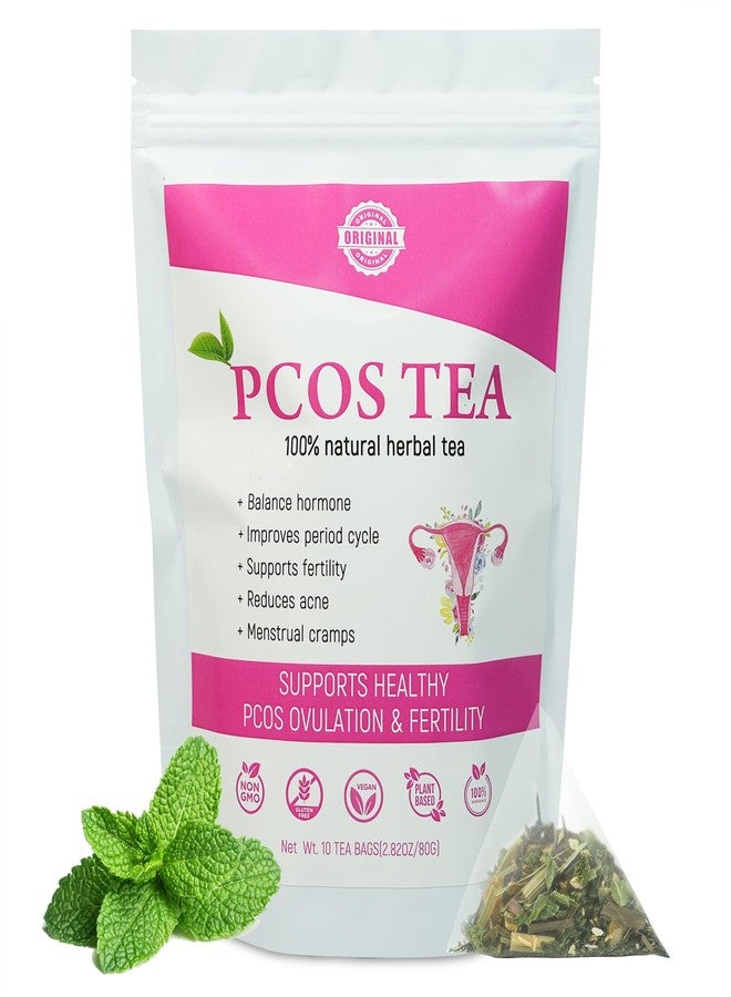 Laicuherb PCOS Spearmint Tea, for Women Hormone Balance & Promote Relaxation and Helps with Hirsutism and Acne, 10 Tea Bags Organic Spearmint Tea for Healthy Ovulation and Fertility - Image 1