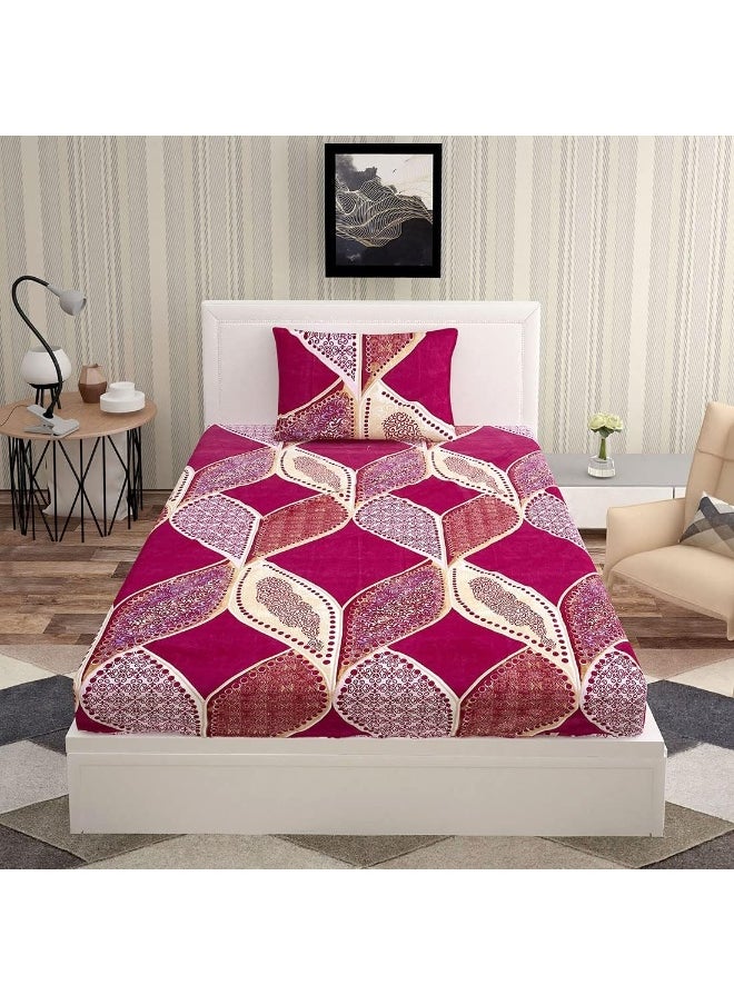 URBAN MAGIC Floral Leaves Printed Magenta & Gold Single Bedsheet with 1 Pillow Cover - pzsku/Z5A048A0D1E93022D0328Z/45/_/1737536972/2d3b7e7c-eb77-4797-9466-edd974da1a49