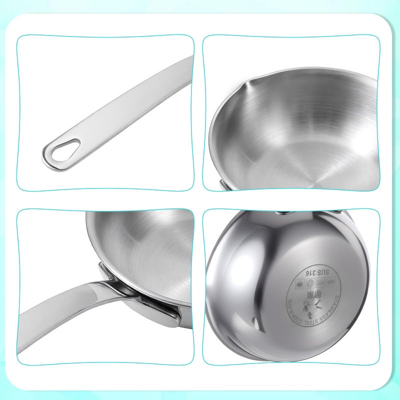 Qulkws 5.1-Inch Mini Egg Pan Stainless Steel Mini Sauce Pan Omelet Frying Pan with Spout for Home Kitchen Restaurant - Image 4