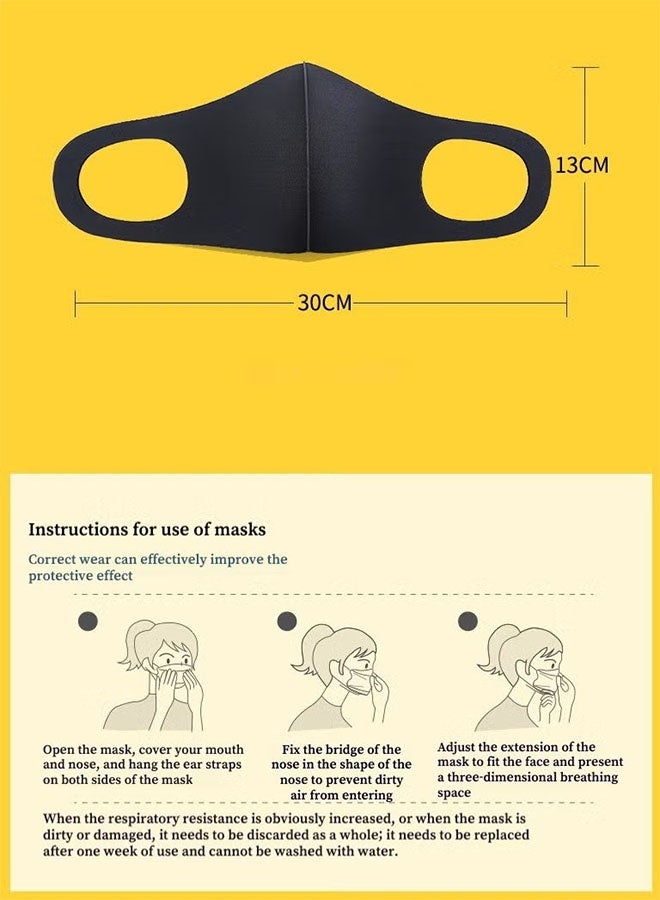 Happy D 6-piece set of reusable breathable cotton mask covers, 3D ice silk washable masks, dustproof and UV-proof, black and gray - Image 5