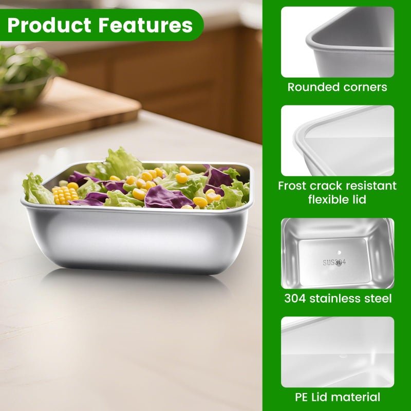 Ayzylpth 12 Pcs Airtight Stainless Steel Food Storage Containers with Lids, 25 Oz (5.3x4.15x2 Inch), Oven, Microwave & Dishwasher Safe, BPA-Free, Leak-Resistant, Stackable Meal Prep Containers Set - Image 3