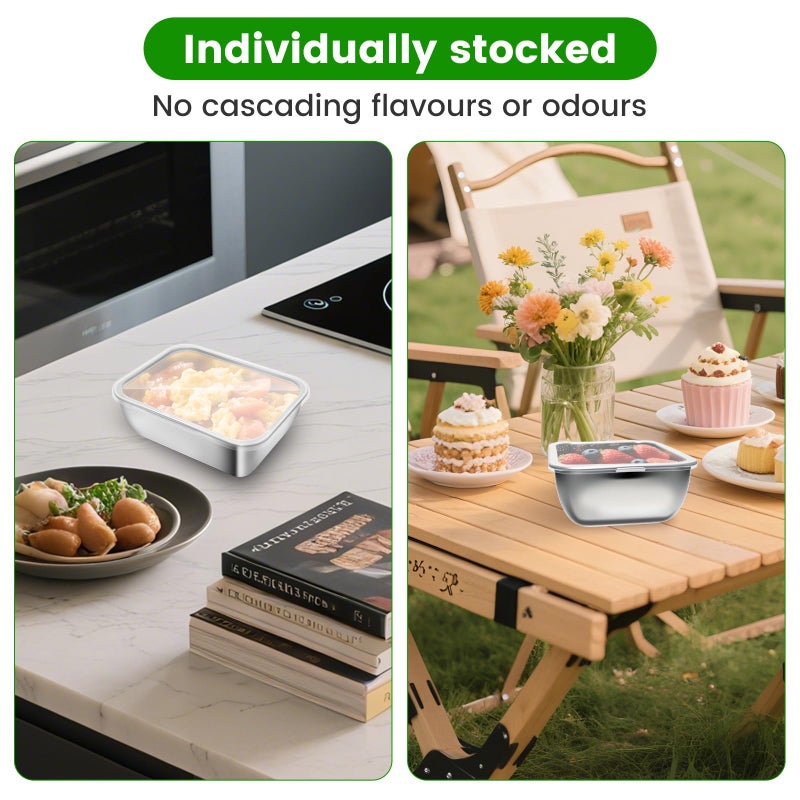 Ayzylpth 12 Pcs Airtight Stainless Steel Food Storage Containers with Lids, 25 Oz (5.3x4.15x2 Inch), Oven, Microwave & Dishwasher Safe, BPA-Free, Leak-Resistant, Stackable Meal Prep Containers Set - Image 5