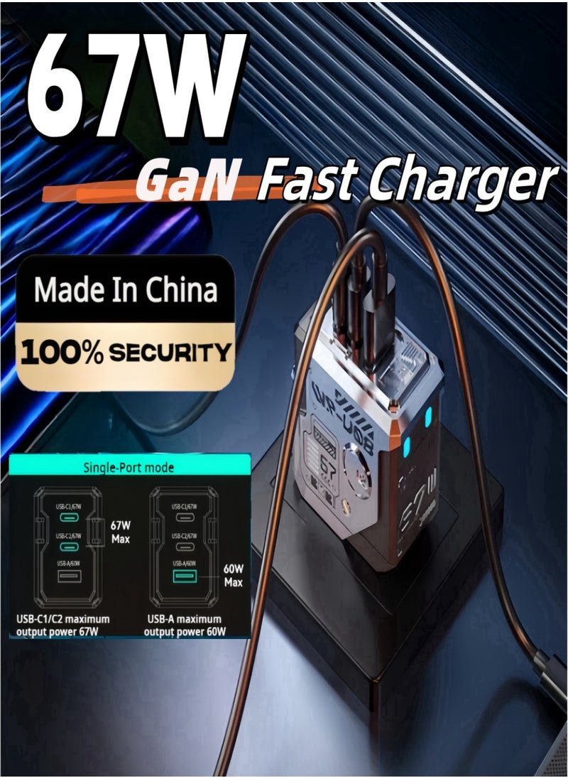 WEKOME - 67W Mobile Charger Adapter,30W USB C to Lightning fast chrager,45W Sumsung tablet USB C Charger,Nokia mobile C type charger,iPhone Port Reverse Charging Android Travel Charger,Three-Port Fast Power Adapter Compatible with Huawei,Xiaomi,iPad - Image 1