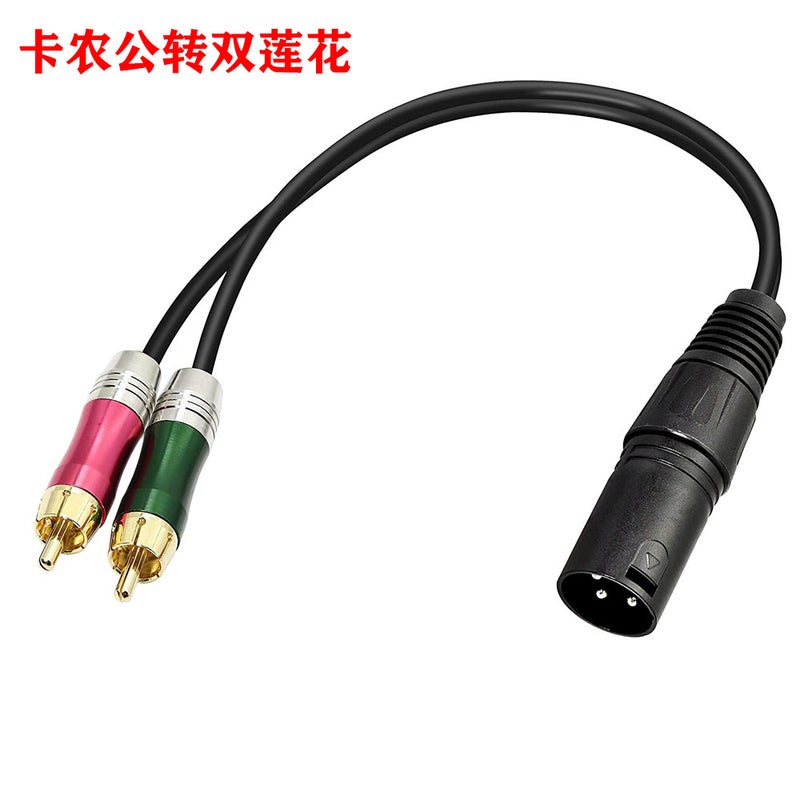 Kannon Head to 2rca Audio Line Karaoke Microphone Gold Plated Head XLR Kannon Unbalanced Line Caron male/2RCA snake king head 