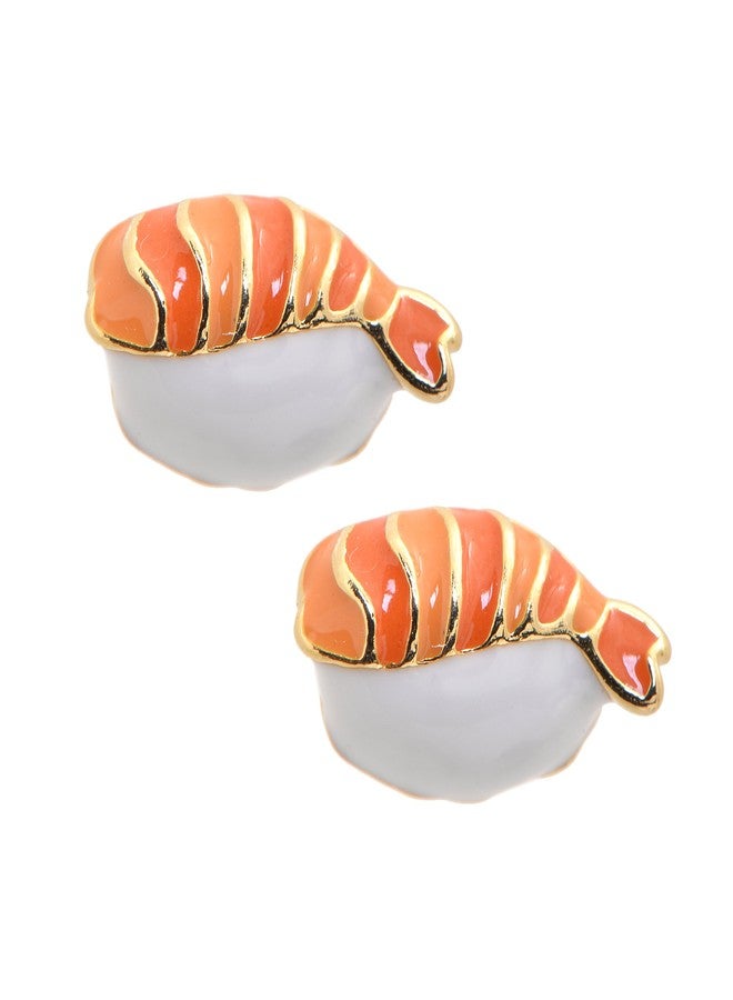 Spinningdaisy Miniature Yummy Sushi Stud Earrings (Shrimp) - Image 1