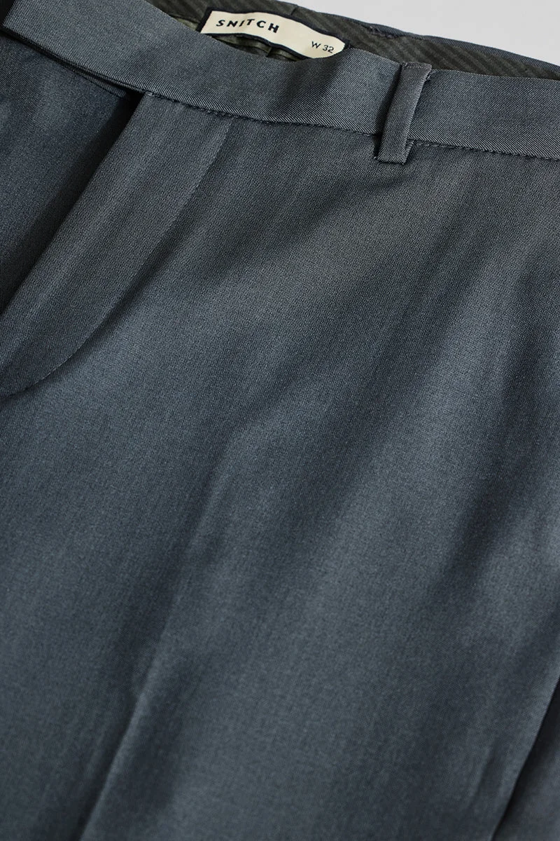 SNITCH Grey Stretch Slim Fit Trousers