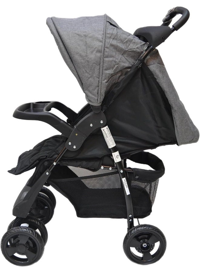 اس ام ار كيدز عربة أطفال خفيفة قابلة للطي من SMR Kids – مزودة بحزام أمان ثلاثي النقاط ومظلة واقية وسلة تخزين واسعة، تصميم مريح وآمن من الولادة حتى 3 سنوات (رمادي) - Image 4