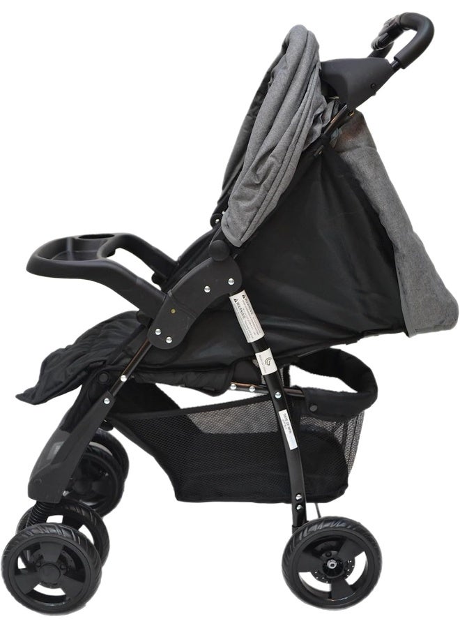 اس ام ار كيدز عربة أطفال خفيفة قابلة للطي من SMR Kids – مزودة بحزام أمان ثلاثي النقاط ومظلة واقية وسلة تخزين واسعة، تصميم مريح وآمن من الولادة حتى 3 سنوات (رمادي) - Image 5