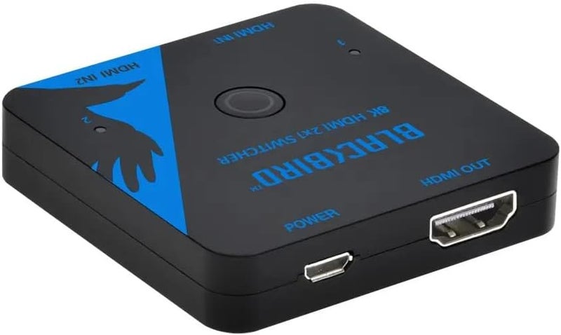 مونوبرايس محول HDMI من بسعة 2x1، بدقة 8K@60Hz، 4K@120Hz، عرض نطاق 48 جيجابت في الثانية، HDMI 2.1، HDCP 2.3، HDR10+ و Dolby Vision، دعم زمن الاستجابة المنخفض، للتلفزيون عالي الدقة، Xbox، PS5/4/3، مشغل Blu-Ray، Fire TV، Roku - سلسلة Blackbird - Image 2
