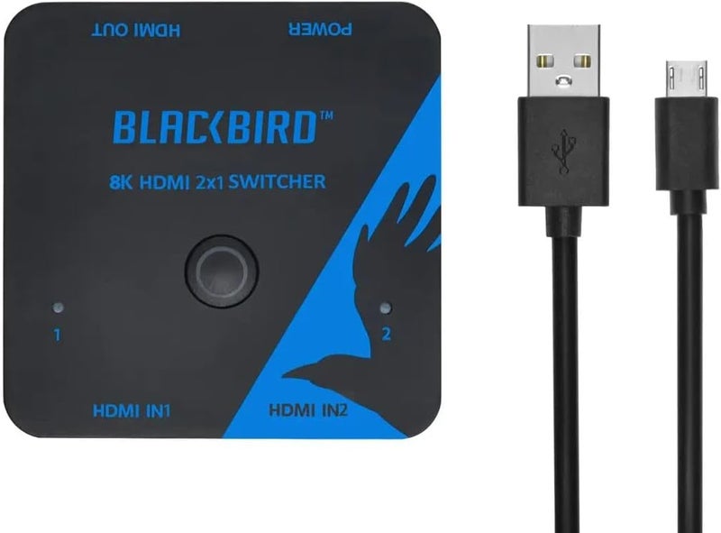 مونوبرايس محول HDMI من بسعة 2x1، بدقة 8K@60Hz، 4K@120Hz، عرض نطاق 48 جيجابت في الثانية، HDMI 2.1، HDCP 2.3، HDR10+ و Dolby Vision، دعم زمن الاستجابة المنخفض، للتلفزيون عالي الدقة، Xbox، PS5/4/3، مشغل Blu-Ray، Fire TV، Roku - سلسلة Blackbird - Image 3