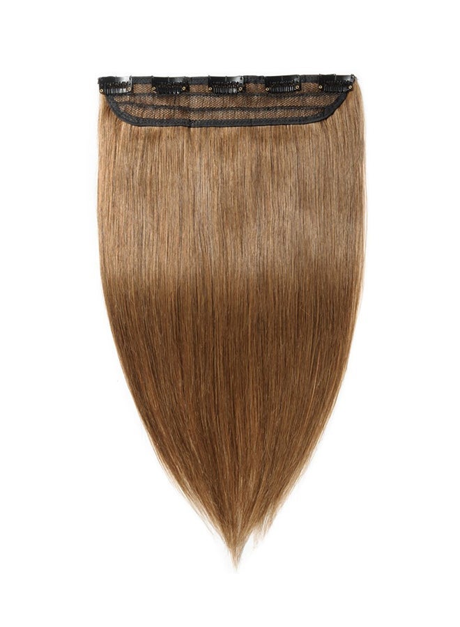 NIBEMINENT Clip In Remy Human Hair Extension Light Brown 16inch