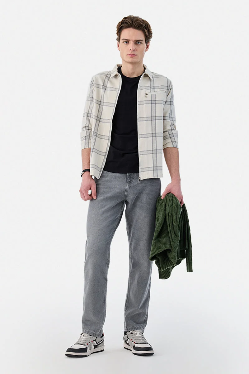 SNITCH Grey Solid Regular Fit Casual Jeans