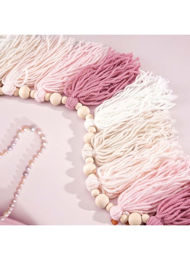 Antikiano Boho Pastel Preppy Bunting Banner Wall Hanging Tassels for Nursery Kids Bedroom - 33 in - Image 2