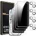 Romkasi 4 Pack Privacy Screen Protector for iPhone 15 Plus 67 Inch with 4 Pack Camera Lens Protector Anti Spy Tempered Glass Film AntiScratch Touch Sensitive Case Friendly - Image 2