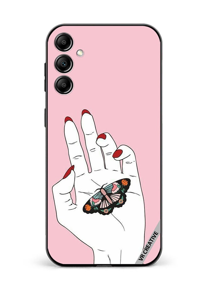 VR CREATIVE Protective Case Cover For Samsung Galaxy A14 5G/A14 Butterfly Siting In Hand Design Multicolour - Image 1