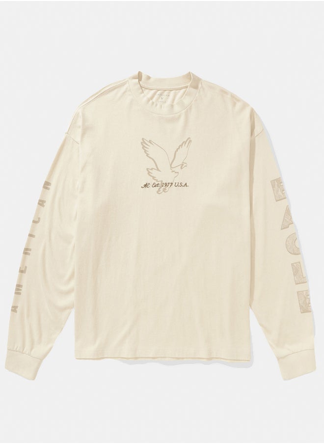 American Eagle AE Long-Sleeve Logo Graphic T-Shirt  - Image 3