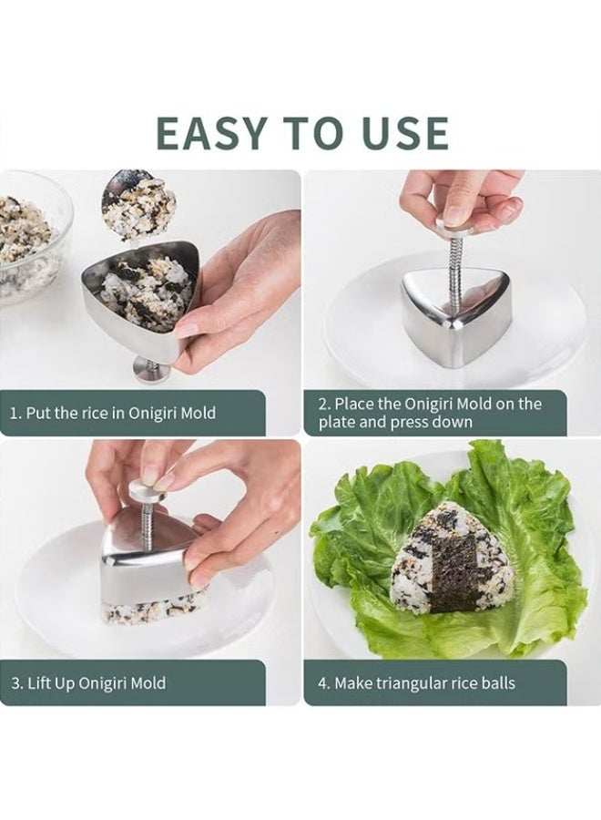 EETU Onigiri Mold,Stainless Steel Rice Ball Mold Sushi Maker,Maker Press,Classic Triangle Spam Musubi Mold For Kids Lunch Bento and Home DIY - Image 5