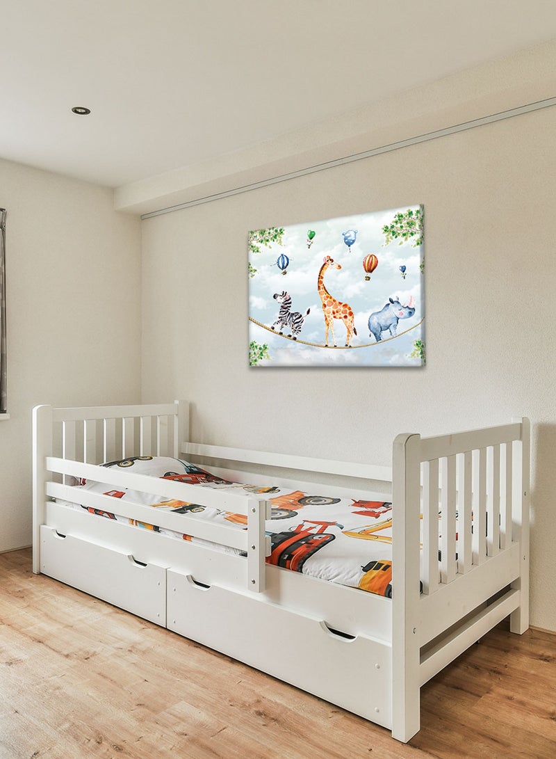 لوحة كانفاس على إطار خشبي بتصميم حيوانات على الحبل، للمنزل، غرفة المعيشة، المكتب، الديكور - Image 1