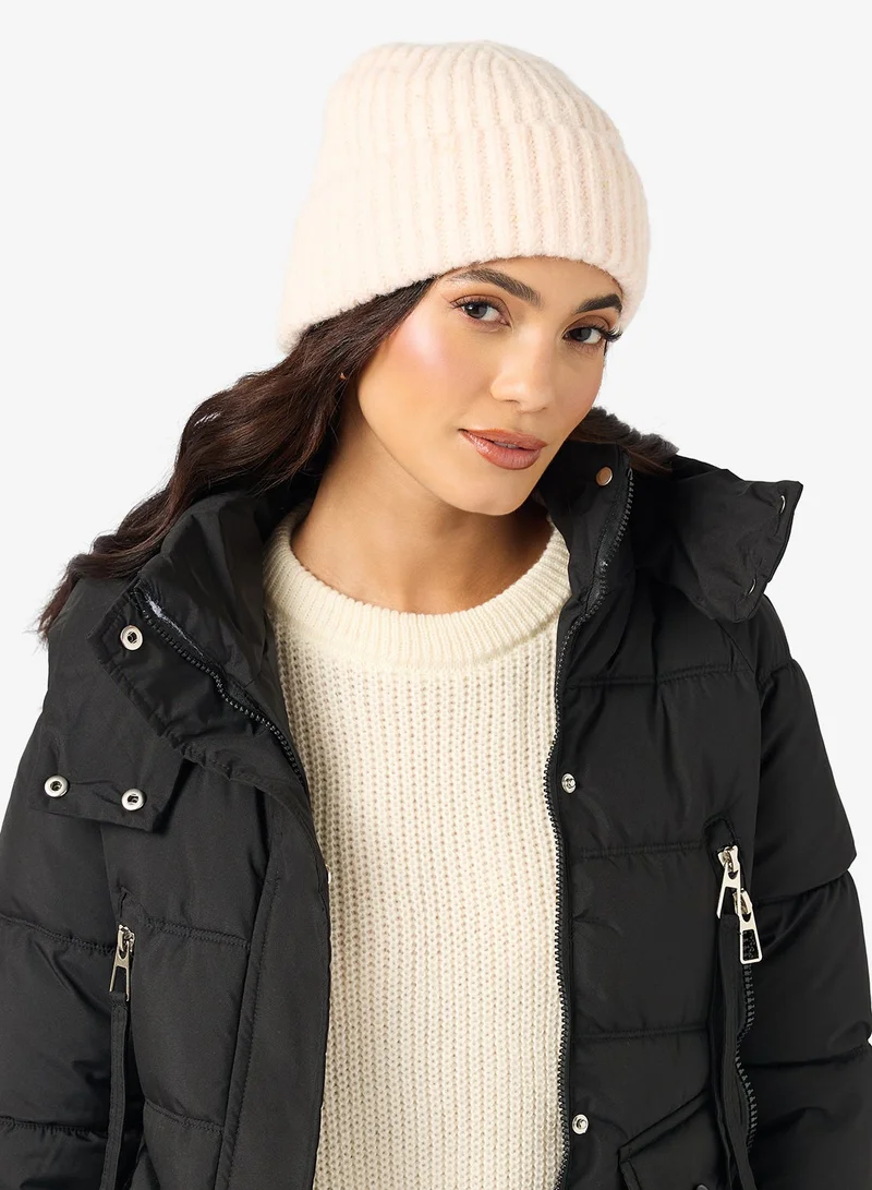 Ginger Knitted Ribbed Beanie