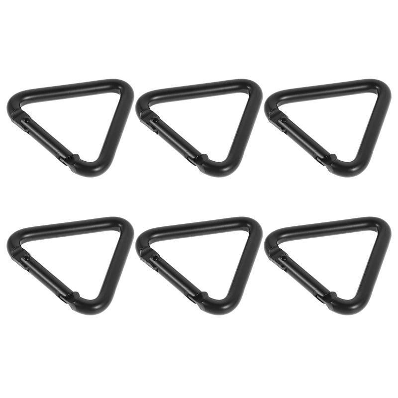 6Pcs Black Aluminum Carabiner Keychain Hooks Locking Snap Clips for Outdoor Camping Hiking - Image 2