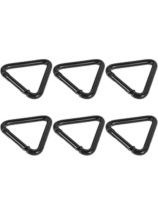 6Pcs Black Aluminum Carabiner Keychain Hooks Locking Snap Clips for Outdoor Camping Hiking - Image 1