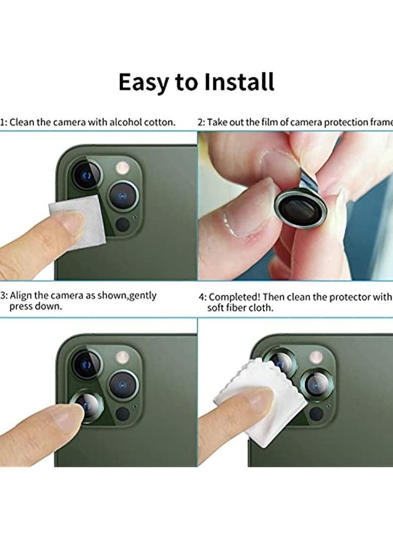 HEXABEX - 3pc iPhone 13 Pro Max/13 Pro Camera Glass, Camera Lens Protector for iPhone 13 Pro and 13Pro Max Green  Black - Image 1