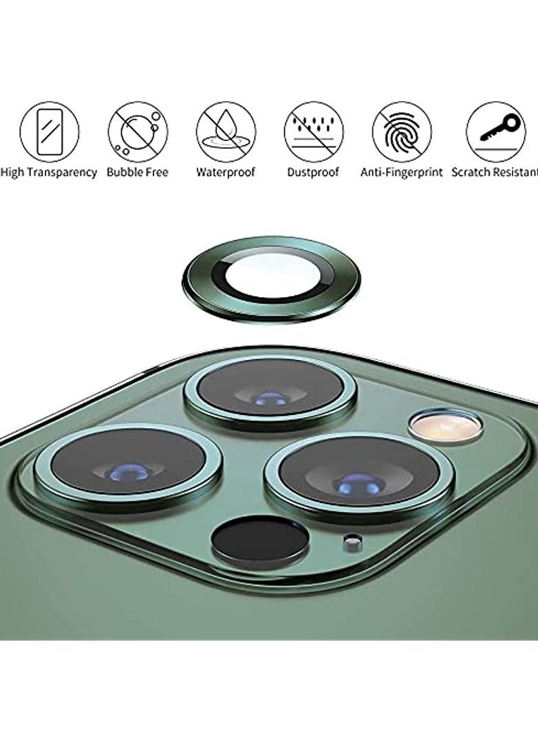 HEXABEX - 3pc iPhone 13 Pro Max/13 Pro Camera Glass, Camera Lens Protector for iPhone 13 Pro and 13Pro Max Green  Black - Image 1