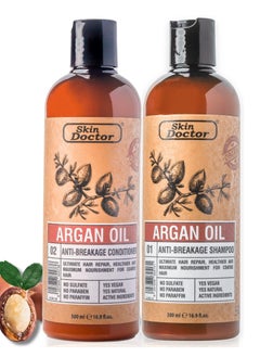 Skin Doctor Argan Oil-Infused Shampoo & Conditioner Pack Anti-Breakage Ultimate Hair Repair Maximum Nourishment No Sulfate No Paraben No Paraffin High content of Antioxidants Essential Fatty Acids & Vitamin E  - Image 1
