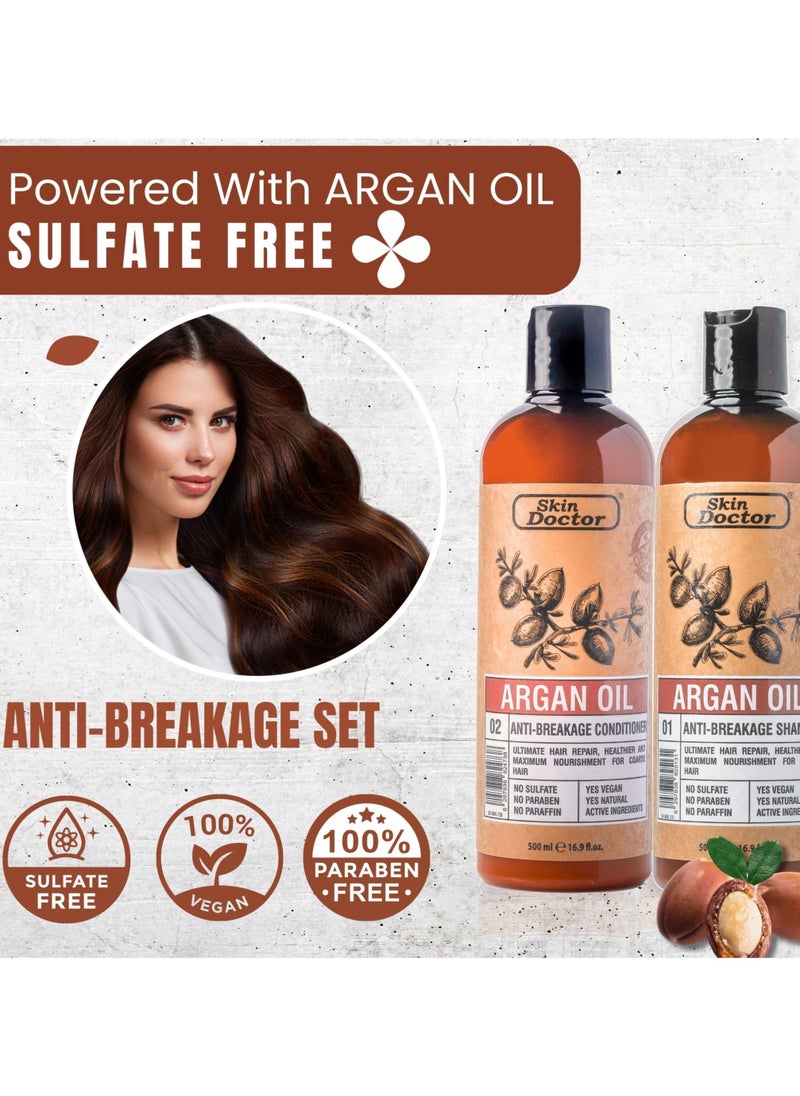 Skin Doctor Argan Oil-Infused Shampoo & Conditioner Pack Anti-Breakage Ultimate Hair Repair Maximum Nourishment No Sulfate No Paraben No Paraffin High content of Antioxidants Essential Fatty Acids & Vitamin E  - Image 2