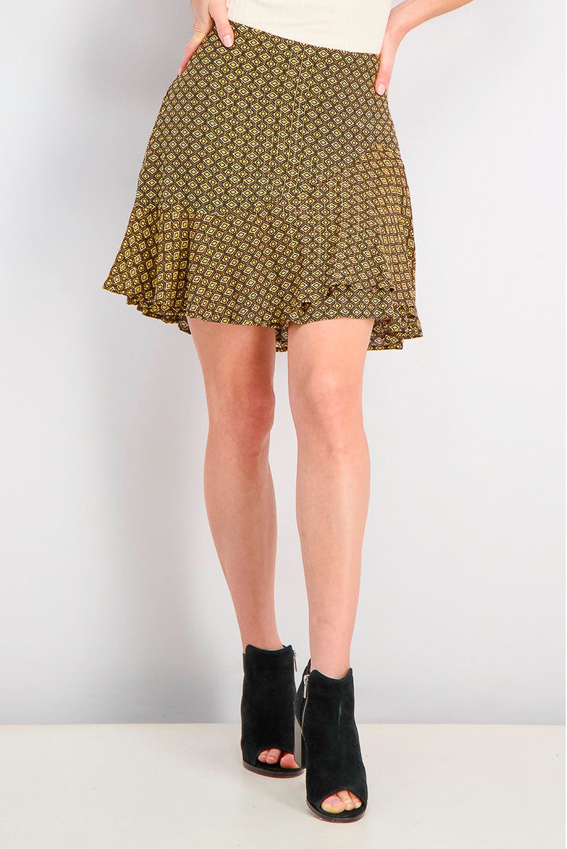 Reserved Women Printed Mini Skirt, Black Combo - Image 1