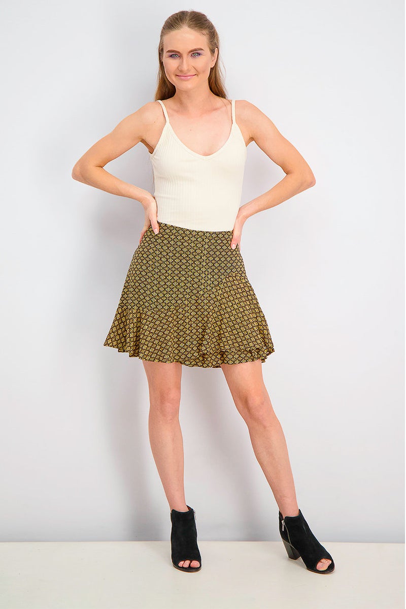 Reserved Women Printed Mini Skirt, Black Combo - Image 2