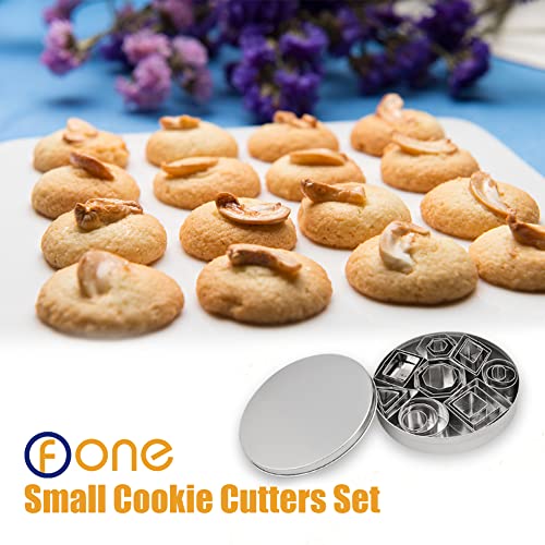 ofone Small Cookie Cutters Geometric Shapes Set, 24 Mini Fondant Cutter - Square Triangle Oval Rectangle Hexagon Octagon Circle Diamond, Tiny Stainless Steel Biscuit Molds for Baking Dough Pastry - Image 2