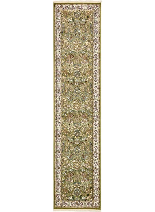 Unique Loom Narenj Collection Area Rug Bristol (3' X 13' 1" Runner Green Ivory)  - Image 1